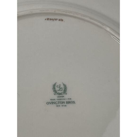 Set 5 Lenox Tuxedo Dinner Plates Gold Rim J-33 Ovington Bros Green Backstamp - Picture 16 of 16